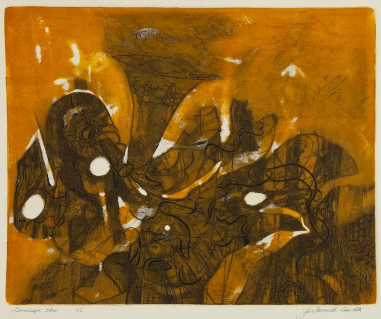 Artist Print: 'Landscape Blues (orange)'