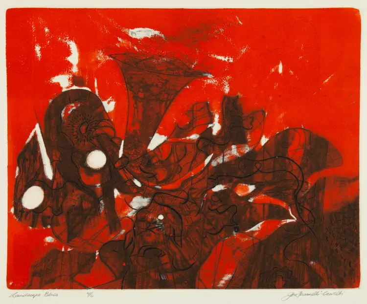 Artist Print: 'Landscape Blues (red)'